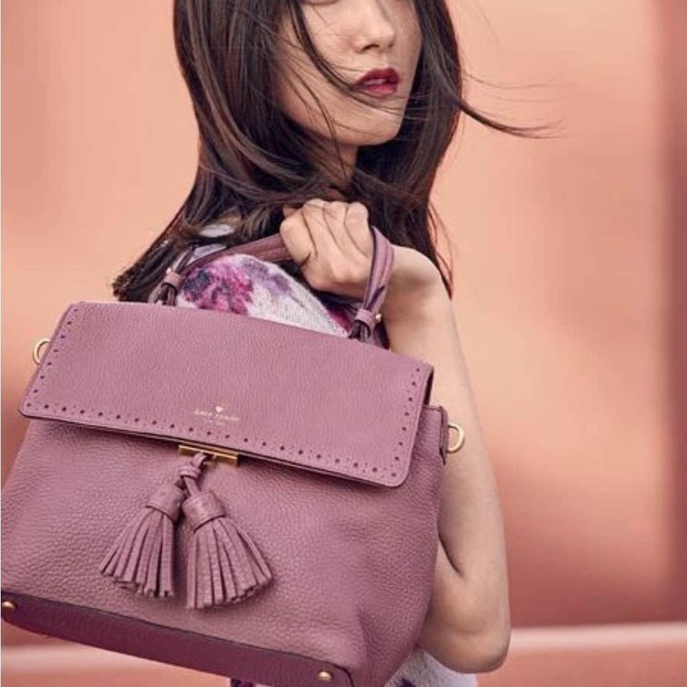 Kate Spade James Street Sparrow satchel in burgundy pebbled leather